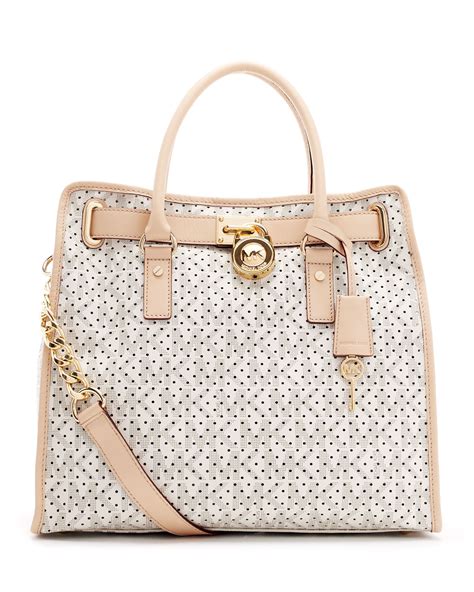 michael kors perforated hamilton tote|michael kors large satchel handbag.